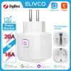 Elivco Tuya Интелигентен Zigbee Контакт 20А Мониторинг на мощността Гласов контрол