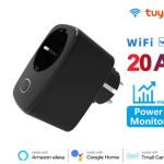 Smartonoff Bulgaria 20A Tuya WiFi Интелигентен Контакт EU Щепсел Mониторинг на мощността SmartLife APP Alexa Google Home Черен цвят