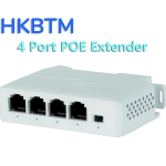 HKBTM Водоустойчив удължител на захранването по Ethernet с 4 порта за предаване на данни към IP камери чрез POE или записващо устройство NVR