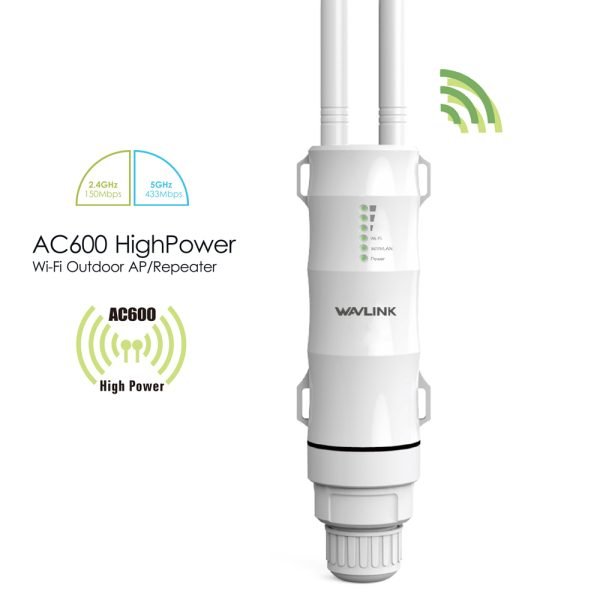 Wavlink AC600 Високомощен Водоустойчив 3в1 Репитър за Външна Употреба с Dual Band и 12dBi Антена EU Plug