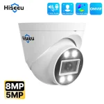 Hiseeu 4K 8MP POE IP Куполна Охранителна камера за наблюдение H.265+ CCTV ONVIF Двупосочен аудио запис iCsee APP