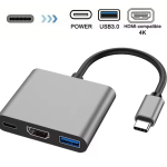 Зареждаща Станция 4K USB-C 3.0 3в1 Type-C към HDMI, USB 3.0 Адаптер и Сплитер за MacBook Air/Pro, Samsung