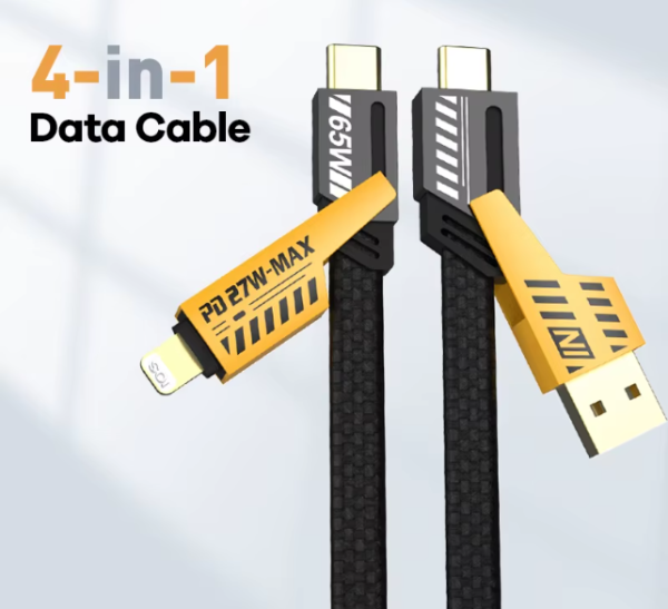 65W 4в1 Бързозареждащ Кабел USB Пренос на Данни Съвместим с iPhone Samsung Huawei Xiaomi